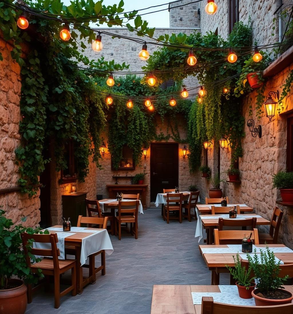 Courtyard at dusk